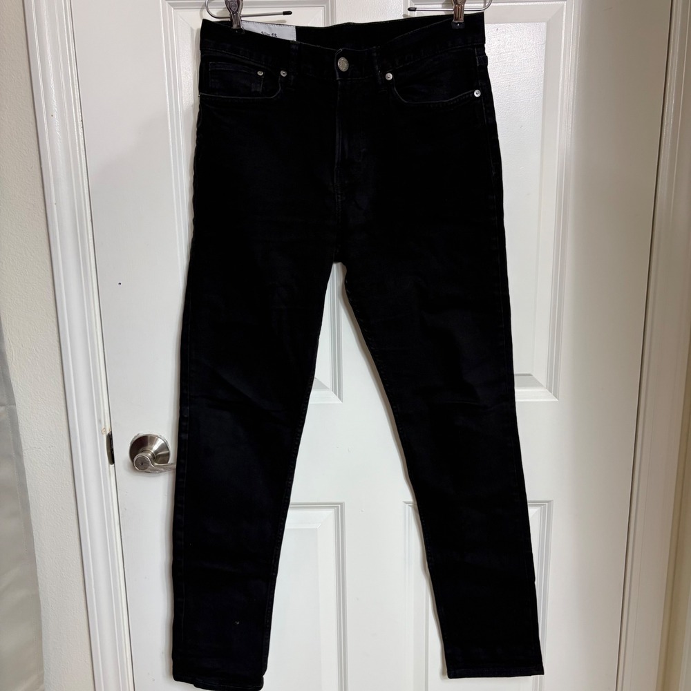 HM Mens Slim Fit Jeans Black Denim 30x32 Five Pocket Casual Pants